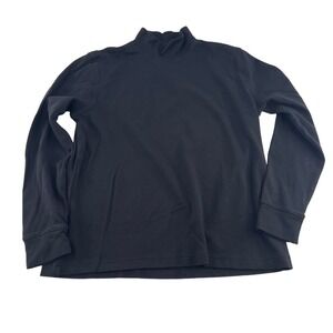 Lands' End Relaxed Fit Mock Neck Knit Shirt Size Small 6-8 Black Long Sleeve